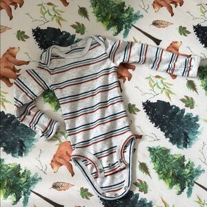 Striped Gray and Red Kids One Piece